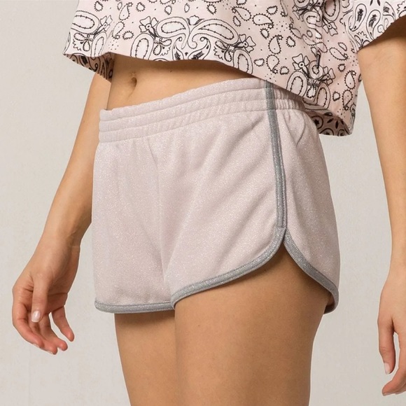 NWT Converse Miley Cyrus metallic pink/grey running shorts Size XS - Picture 1 of 8